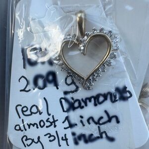 10k real gold Heart Pendant with authentic diamonds stamped and tested